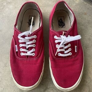 Vans Red and White Low-Top Sneakers with Waffle Soles